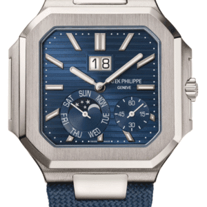 Patek Philippe Cubitus 45mm Sunburst Blue Dial Platinum Navy Blue Fabric Strap