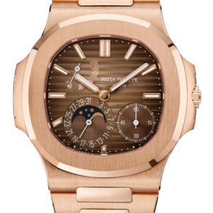 Patek Philippe Nautilus Moon-Phase 40mm Sunburst Brown Dial Full Rose Gold
