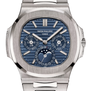 Patek Philippe Nautilus Perpetual Calendar 40mm Sunburst Blue Dial Full White Gold