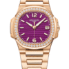 Patek Philippe Nautilus 32mm Lacquered Purple Dial Diamond Bezel Full Rose Gold