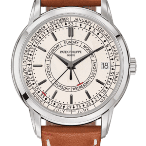 Patek Philippe Complications Day-Date 40mm Opaline Silver Dial Stainless Steel Light Brown Calfskin Strap