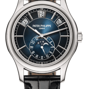 Patek Philippe Complications Annual Calendar 40mm Textured Blue Black Gradient White Gold Black Alligator Strap