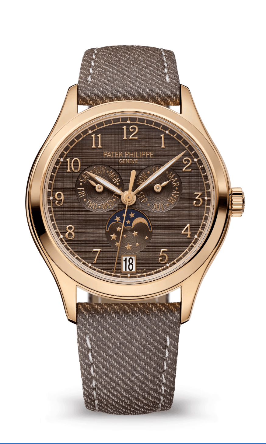Patek Philippe Complications Annual Calendar 38mm Chestnut Satin-Finish Dial Rose Gold Chestnut Calfskin Strap