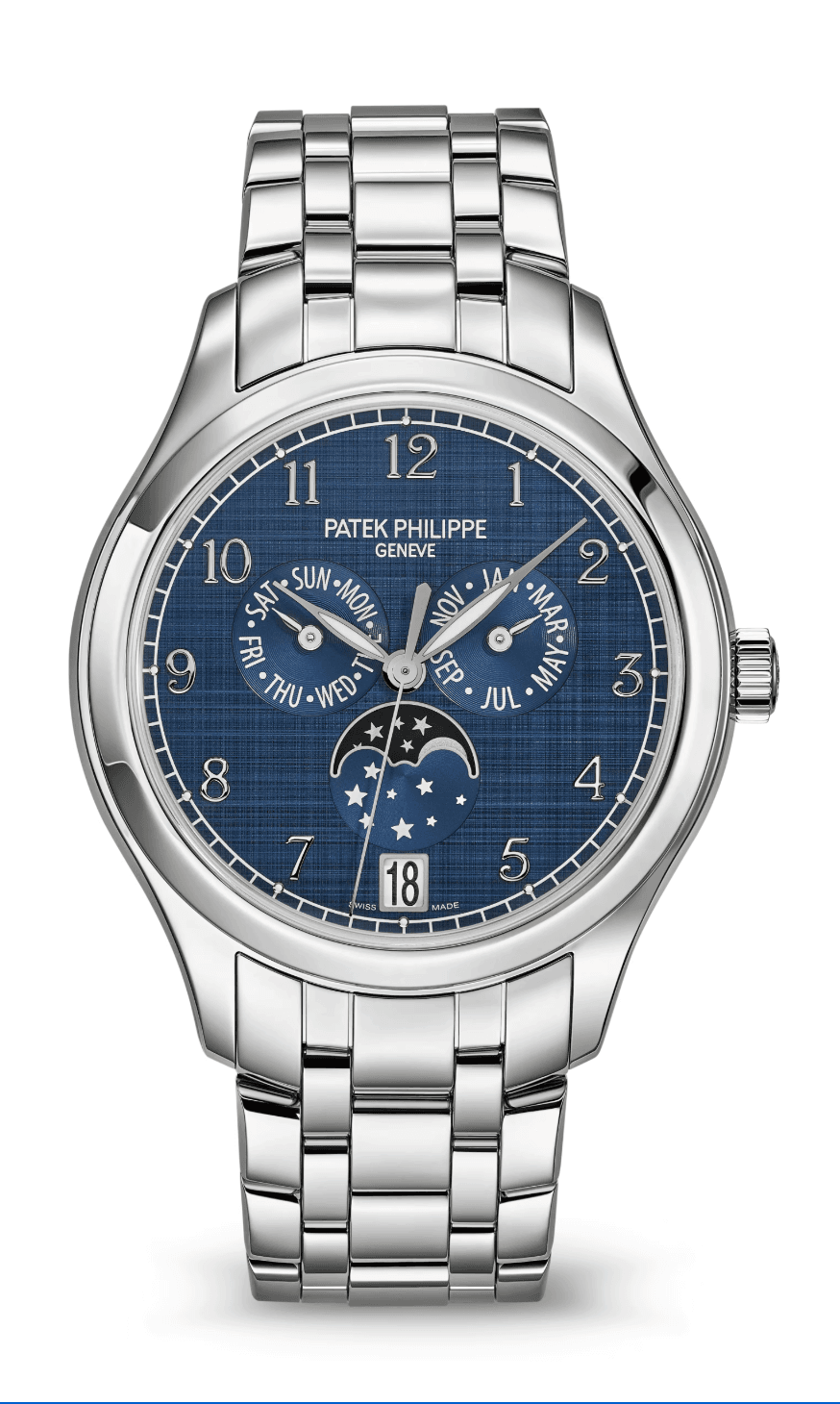 Patek Philippe Complications Annual Calendar 38mm Blue Satin-Finish Dial Stainless Steel