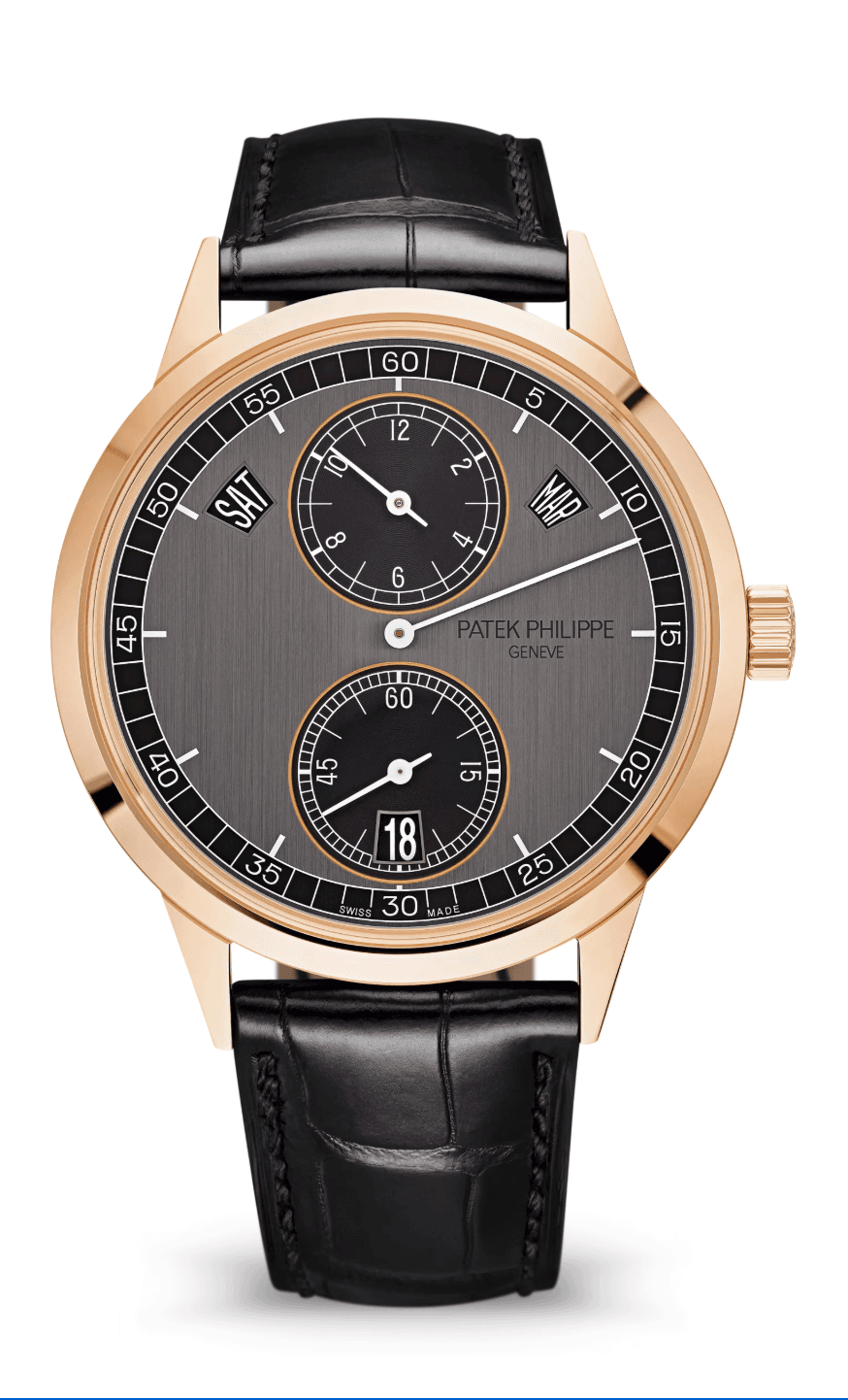 Patek Philippe Complications Annual Calendar 40mm Graphite and Ebony Black Dial Rose Gold Matte Black Alligator Strap
