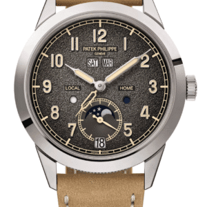 Patek Philippe Complications Annual Calendar 41mm Charcoal Grey Black Gradient Dial Rose Gold Matte Beige Calfskin Strap