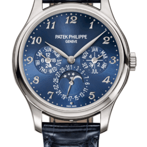 Patek Philippe Grand Complications Perpetual Calendar 39mm Sunburst Blue Dial White Gold Navy Blue Alligator Strap