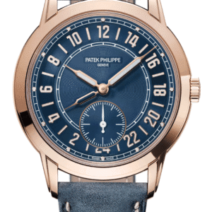 Patek Philippe Complications 42mm Blue Dial Rose Gold Navy Blue Calfskin Strap