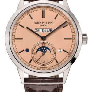 Patek Philippe Grand Complications Perpetual Calendar 41mm Opaline Rose-Gilt Dial Platinum Chocolate Brown Alligator Strap