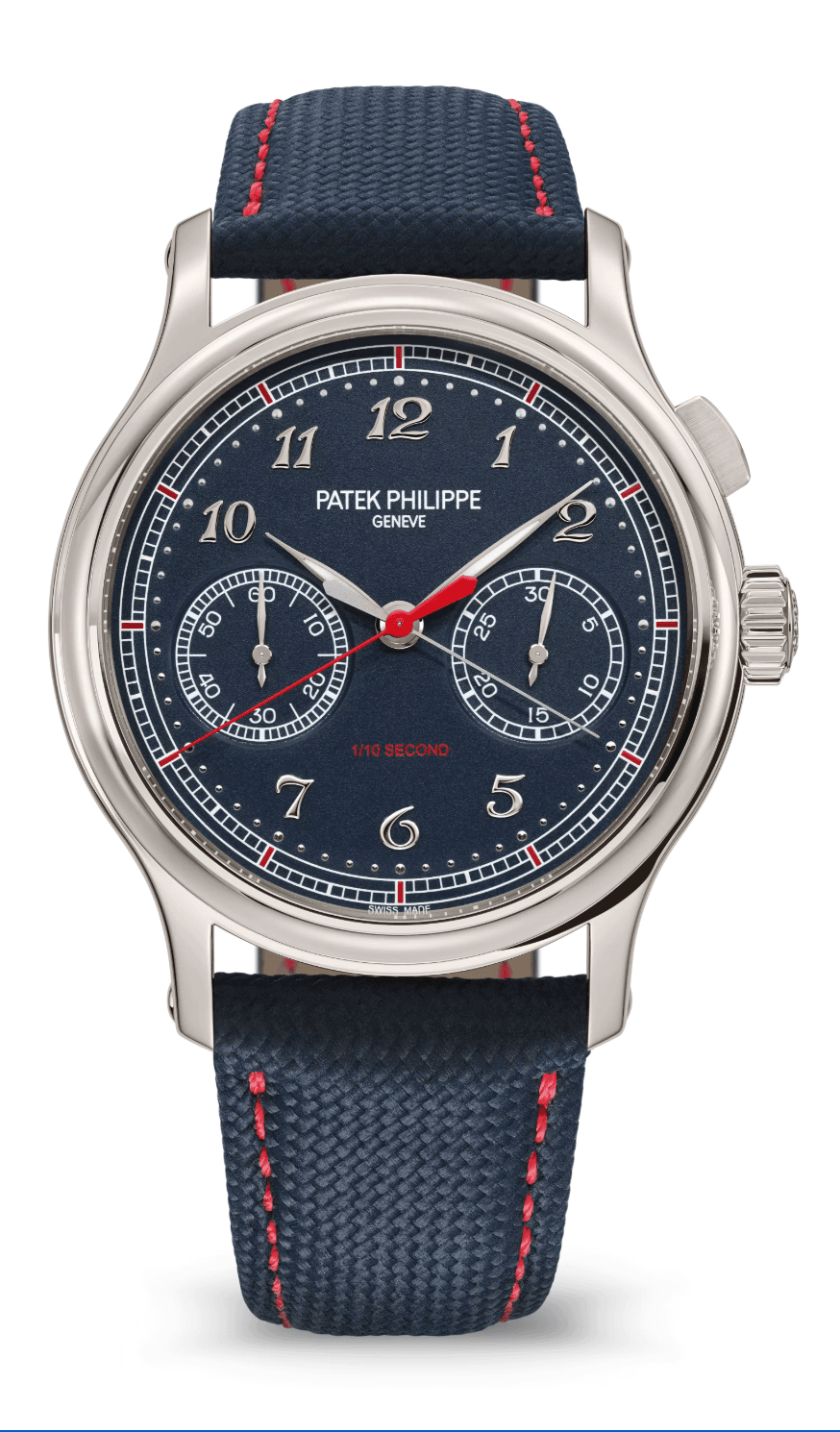 Patek Philippe Grand Complications Chronograph 41mm Blue Dial Platinum Navy Blue Calfskin Strap