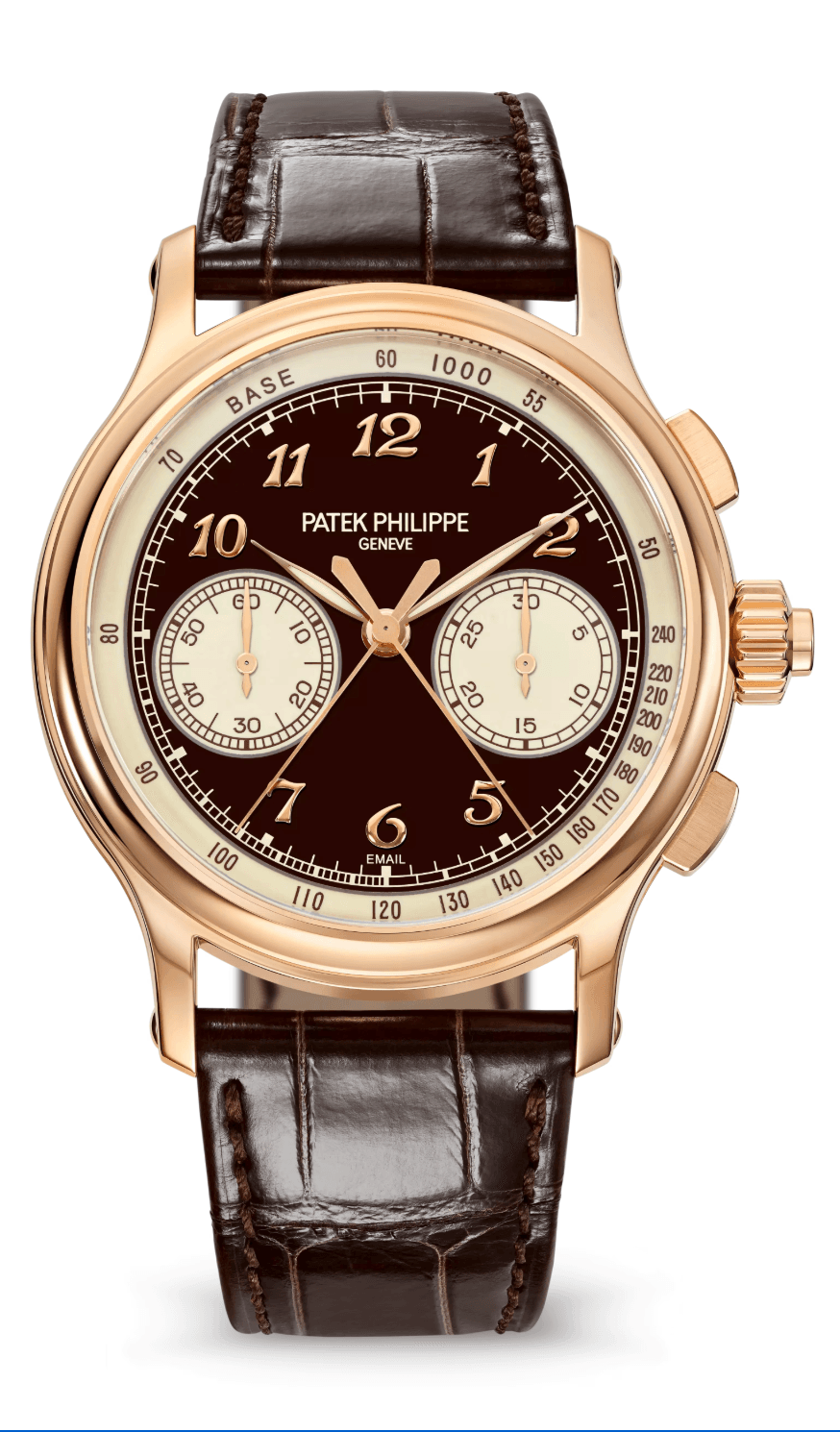 Patek Philippe Grand Complications Split-Seconds Chronograph 41mm Grand Feu Brown and Beige Enamel Dial Rose Gold Dark Chestnut Alligator Strap