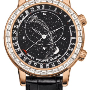 Patek Philippe Grand Complications Celestial 44mm Baguette Bezel Rose Gold Black Alligator Strap