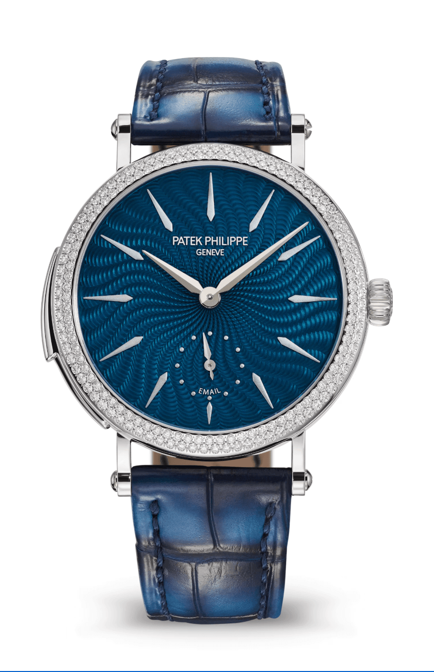 Patek Philippe Grand Complications Minute Repeater 36mm Grand Feu Blue Transparent Enamel Dial Diamond Bezel Ocean Blue Alligator Strap