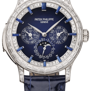 Patek Philippe Grand Complications Minute Repeater Perpetual Calendar 42mm Lacquered Blue Black Gradient Baguette Dial Baguette Bezel Platinum Dusk Blue Alligator Strap